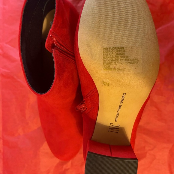 INC International Concepts Fiery Red Ankle Boots - Picture 3 of 3